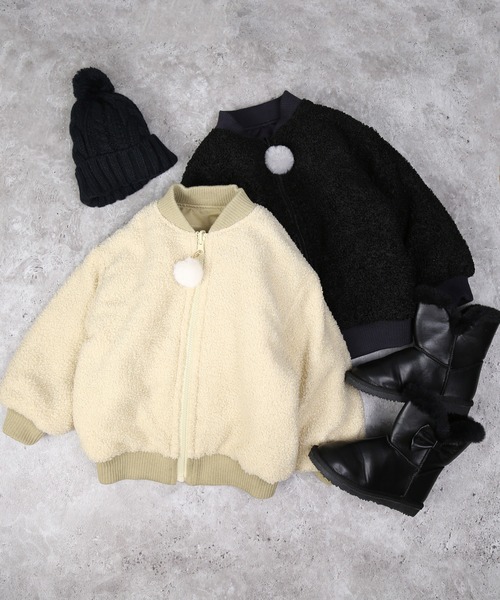 AIMABLE(エマーブル)の「リバーシブルボアブルゾン(ブルゾン・キッズ・ブラック/ベージュ・140/130/120/110/100)」の8枚目の写真