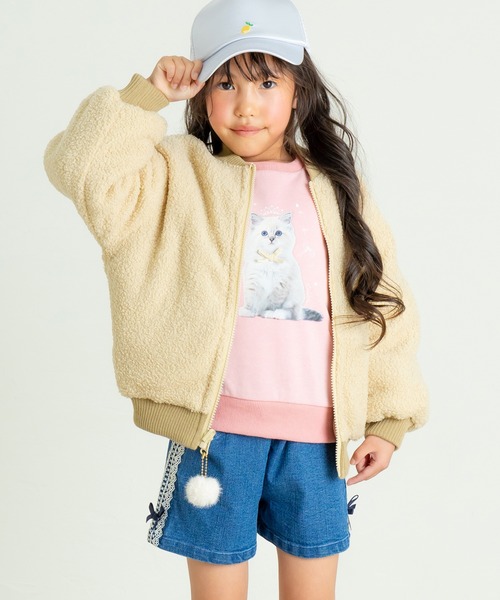 AIMABLE(エマーブル)の「リバーシブルボアブルゾン(ブルゾン・キッズ・ブラック/ベージュ・140/130/120/110/100)」の6枚目の写真