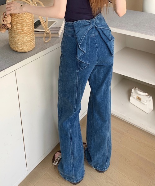 Frene バックリボンデザインデニムパンツ 予約]バックリボンデザインデニムパンツ – Frene