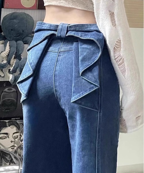 Frene バックリボンデザインデニムパンツ 予約]バックリボンデザインデニムパンツ – Frene