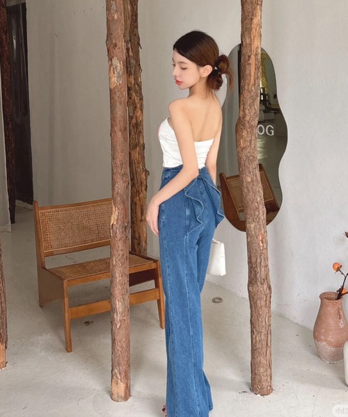 Frene バックリボンデザインデニムパンツ 予約]バックリボンデザインデニムパンツ – Frene