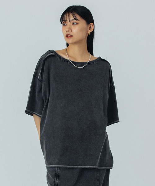 ROSE BUD（ローズバッド）の「FADET 32 H/S TEE（Tシャツ/カットソー・レディース・ライトブルー/チャコールグレー・ONE SIZE）」の7枚目の写真