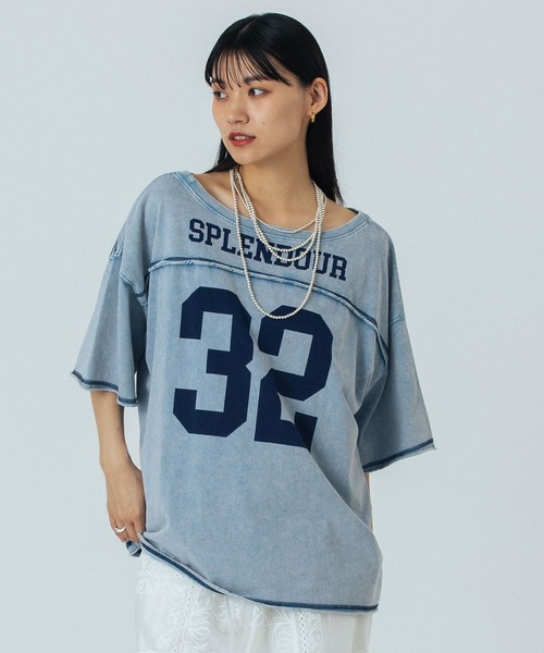 ROSE BUD（ローズバッド）の「FADET 32 H/S TEE（Tシャツ/カットソー・レディース・ライトブルー/チャコールグレー・ONE SIZE）」の4枚目の写真