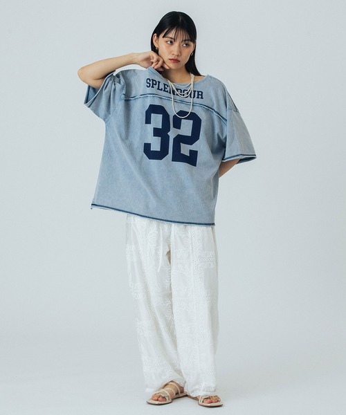 ROSE BUD（ローズバッド）の「FADET 32 H/S TEE（Tシャツ/カットソー・レディース・ライトブルー/チャコールグレー・ONE SIZE）」の3枚目の写真