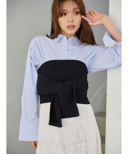 MERCURYDUO(マーキュリーデュオ)の「2WAYレングスシャツ(シャツ/ブラウス・レディース・オフホワイト/ライトブルー/その他1・FREE)」の3枚目の写真