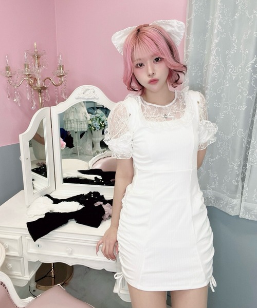 Ank Rouge（アンクルージュ）の「お姉さんテレコカットOP（ワンピース・レディース・ホワイト/ブラック/グレー・M）」の2枚目の写真