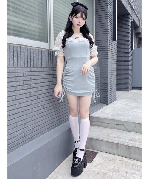 Ank Rouge（アンクルージュ）の「お姉さんテレコカットOP（ワンピース・レディース・ホワイト/ブラック/グレー・M）」の17枚目の写真