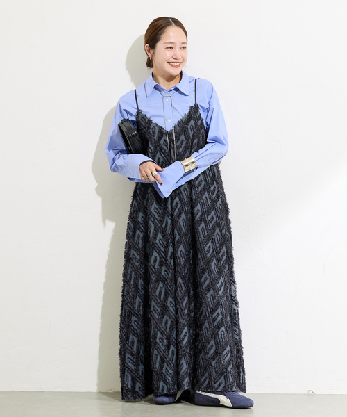 JOURNAL STANDARD（ジャーナルスタンダード）の「カットジャガードワンピ（ワンピース・レディース・ブラック/ネイビー・FREE）」の4枚目の写真