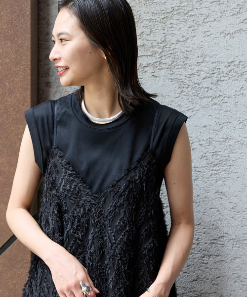 JOURNAL STANDARD（ジャーナルスタンダード）の「カットジャガードワンピ（ワンピース・レディース・ブラック/ネイビー・FREE）」の8枚目の写真