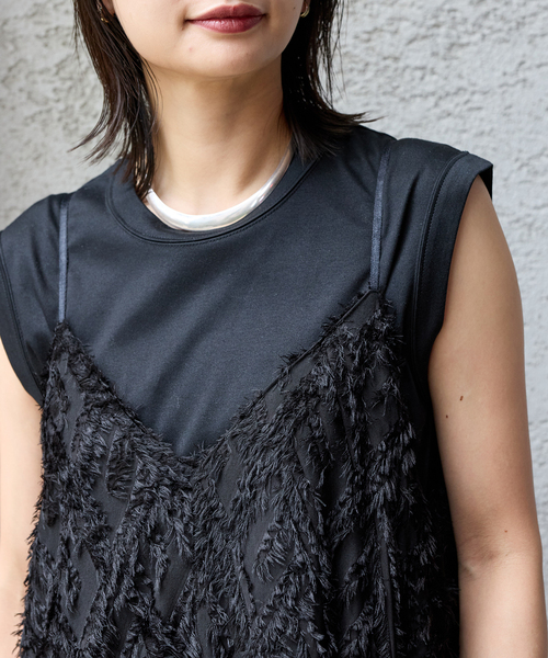 JOURNAL STANDARD（ジャーナルスタンダード）の「カットジャガードワンピ（ワンピース・レディース・ブラック/ネイビー・FREE）」の9枚目の写真