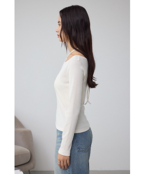 AZUL by moussy（アズールバイマウジー）の「チョーカータイトトップス（Tシャツ/カットソー・レディース・レッド/ブラウン/アイボリー/ブラック・FREE）」の9枚目の写真