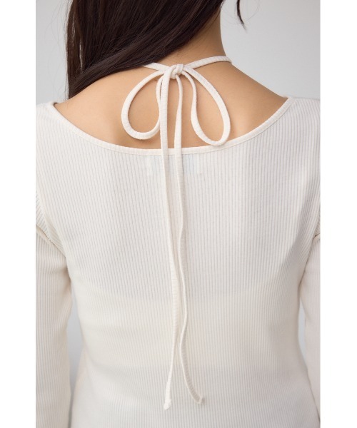 AZUL by moussy（アズールバイマウジー）の「チョーカータイトトップス（Tシャツ/カットソー・レディース・レッド/ブラウン/アイボリー/ブラック・FREE）」の12枚目の写真