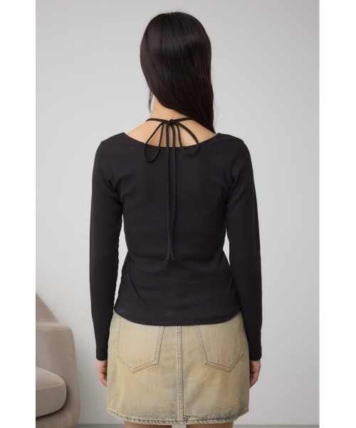 AZUL by moussy（アズールバイマウジー）の「チョーカータイトトップス（Tシャツ/カットソー・レディース・レッド/ブラウン/アイボリー/ブラック・FREE）」の21枚目の写真