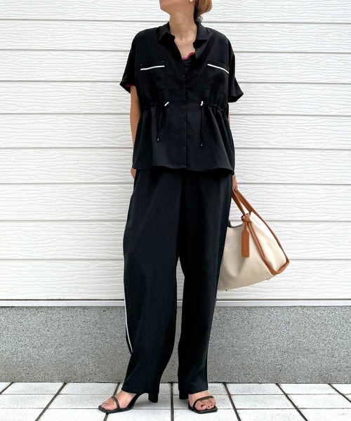 Q（キュー）の「ポプリンテーパードパンツ（その他パンツ・レディース・ブラウン/ブラック・MEDIUM）」の17枚目の写真