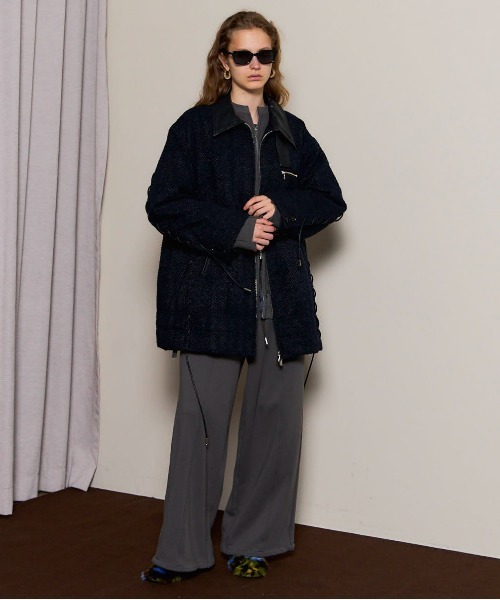 MAISON SPECIAL（メゾンスペシャル）の「Lace Up A-line Coat/レースアップＡラインコート（ステンカラーコート・レディース・ホワイト/ネイビー/ピンク・FREE）」の6枚目の写真