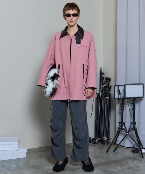 MAISON SPECIAL（メゾンスペシャル）の「Lace Up A-line Coat/レースアップＡラインコート（ステンカラーコート・レディース・ホワイト/ネイビー/ピンク・FREE）」の5枚目の写真