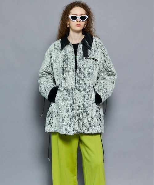 MAISON SPECIAL（メゾンスペシャル）の「Lace Up A-line Coat/レースアップＡラインコート（ステンカラーコート・レディース・ホワイト/ネイビー/ピンク・FREE）」の7枚目の写真