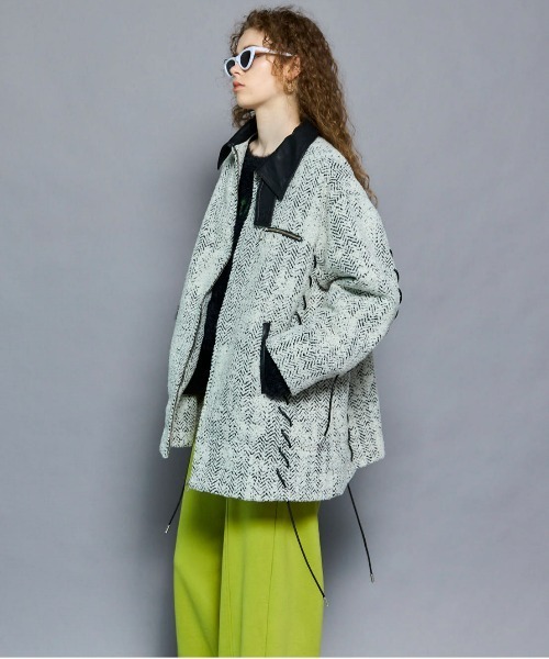 MAISON SPECIAL（メゾンスペシャル）の「Lace Up A-line Coat/レースアップＡラインコート（ステンカラーコート・レディース・ホワイト/ネイビー/ピンク・FREE）」の8枚目の写真