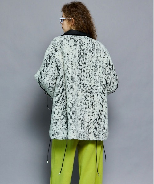 MAISON SPECIAL（メゾンスペシャル）の「Lace Up A-line Coat/レースアップＡラインコート（ステンカラーコート・レディース・ホワイト/ネイビー/ピンク・FREE）」の9枚目の写真