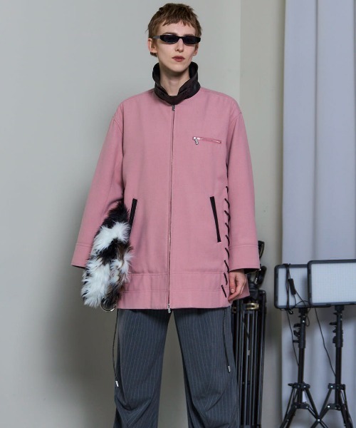 MAISON SPECIAL（メゾンスペシャル）の「Lace Up A-line Coat/レースアップＡラインコート（ステンカラーコート・レディース・ホワイト/ネイビー/ピンク・FREE）」の10枚目の写真