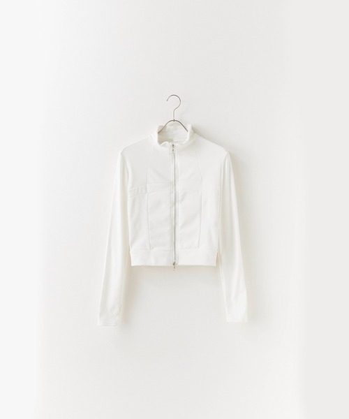 Chick（チック）の「High neck zip-up tops / ハイネックジップアップ トップス（Tシャツ/カットソー・レディース・チャコール/アイボリー/ブラック・FREE）」の4枚目の写真