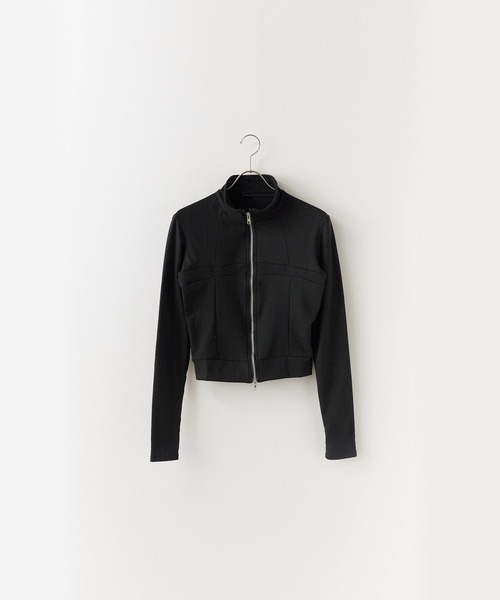 Chick（チック）の「High neck zip-up tops / ハイネックジップアップ トップス（Tシャツ/カットソー・レディース・チャコール/アイボリー/ブラック・FREE）」の5枚目の写真