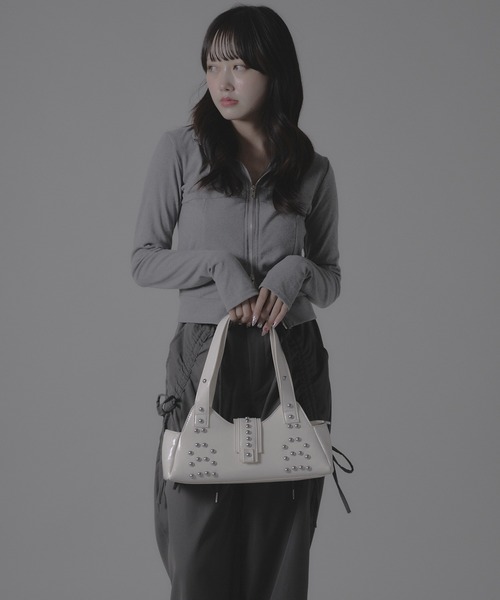 Chick（チック）の「High neck zip-up tops / ハイネックジップアップ トップス（Tシャツ/カットソー・レディース・チャコール/アイボリー/ブラック・FREE）」の14枚目の写真