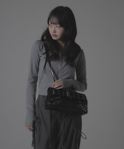 Chick（チック）の「High neck zip-up tops / ハイネックジップアップ トップス（Tシャツ/カットソー・レディース・チャコール/アイボリー/ブラック・FREE）」の13枚目の写真