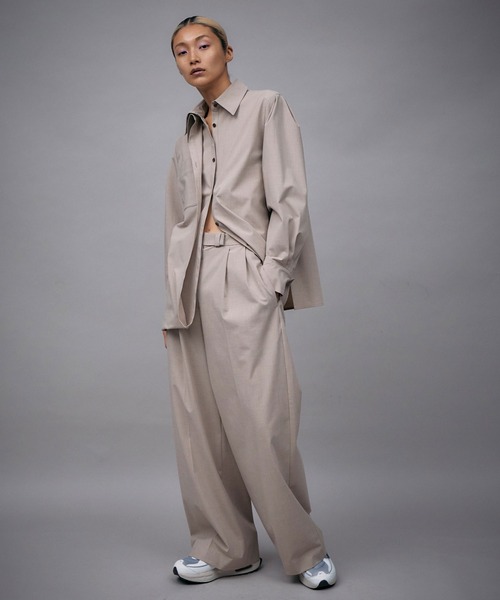 THINGS THAT MATTER(シングス ザット マター)の「T/R DOUBLE TUCK WIDE PANTS / TRダブルタックワイドパンツ(スラックス・レディース・ベージュ/グレー/ブラック・1)」の16枚目の写真
