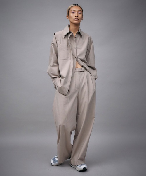 THINGS THAT MATTER(シングス ザット マター)の「T/R DOUBLE TUCK WIDE PANTS / TRダブルタックワイドパンツ(スラックス・レディース・ベージュ/グレー/ブラック・1)」の17枚目の写真