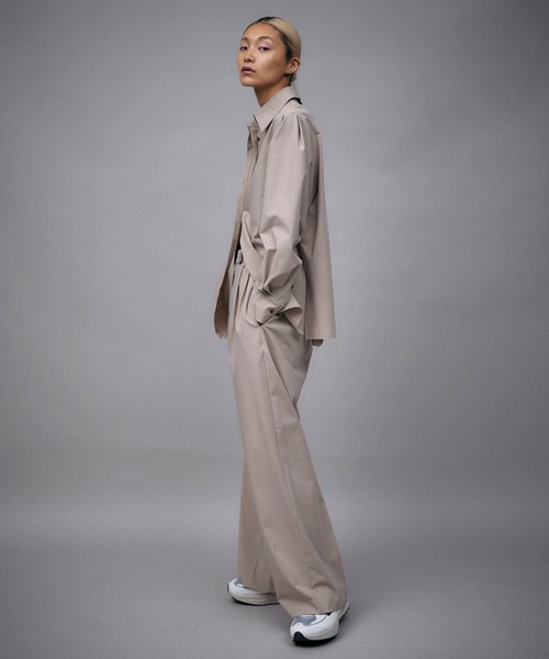 THINGS THAT MATTER(シングス ザット マター)の「T/R DOUBLE TUCK WIDE PANTS / TRダブルタックワイドパンツ(スラックス・レディース・ベージュ/グレー/ブラック・1)」の18枚目の写真
