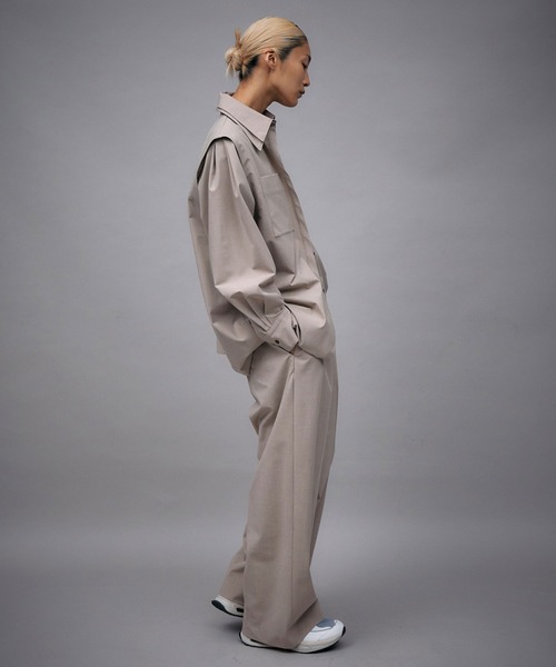 THINGS THAT MATTER(シングス ザット マター)の「T/R DOUBLE TUCK WIDE PANTS / TRダブルタックワイドパンツ(スラックス・レディース・ベージュ/グレー/ブラック・1)」の21枚目の写真