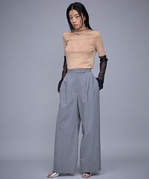 THINGS THAT MATTER(シングス ザット マター)の「T/R DOUBLE TUCK WIDE PANTS / TRダブルタックワイドパンツ(スラックス・レディース・ベージュ/グレー/ブラック・1)」の5枚目の写真