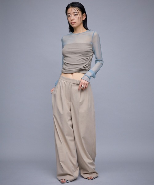 THINGS THAT MATTER(シングス ザット マター)の「T/R DOUBLE TUCK WIDE PANTS / TRダブルタックワイドパンツ(スラックス・レディース・ベージュ/グレー/ブラック・1)」の12枚目の写真