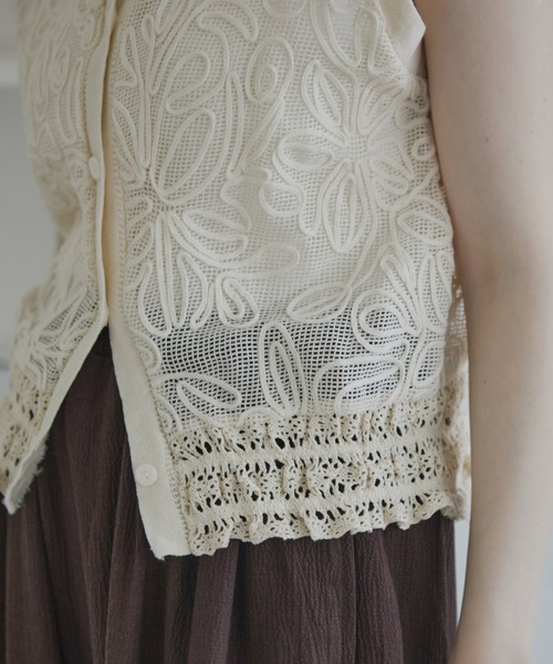 Crisp（クリスプ）の「フラワーテープメッシュトップス（その他トップス・レディース・ナチュラル・FREE）」の5枚目の写真