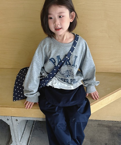 aimoha（アイモハ）の「【aimoha-KIDS-】レイヤード風 長袖スウェット（スウェット・キッズ・杢グレー・150/140/130/160/120）」の2枚目の写真