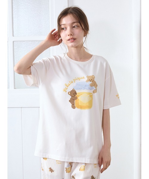 はちみつベア柄ワンポイントTシャツ（ルームウェア/パジャマ）｜gelato