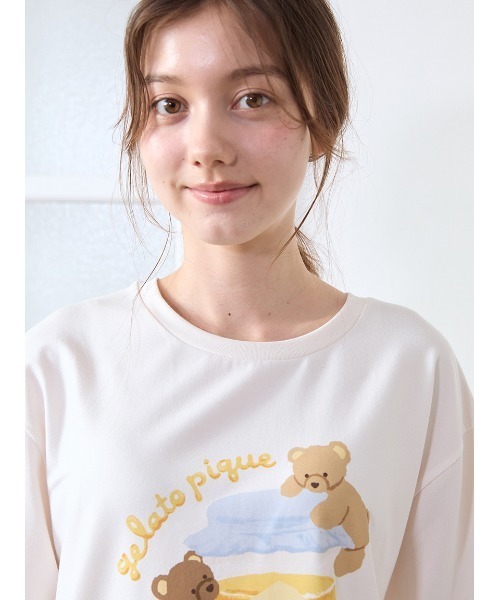 はちみつベア柄ワンポイントTシャツ（ルームウェア/パジャマ）｜gelato