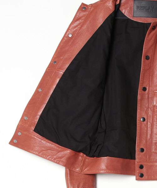 REPLAY(リプレイ)の「リラックスフィット ワックスレザージャケット(ブルゾン・メンズ・バーガンディー・SMALL/MEDIUM/LARGE/X-LARGE)」の9枚目の写真