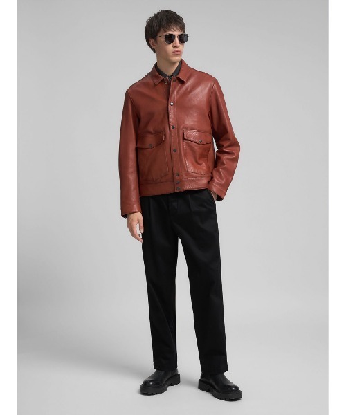 REPLAY(リプレイ)の「リラックスフィット ワックスレザージャケット(ブルゾン・メンズ・バーガンディー・SMALL/MEDIUM/LARGE/X-LARGE)」の2枚目の写真