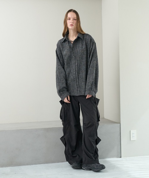 KUUUPY(クーピー)の「Front Tucked Tweed Shirt - フロントタック ツイードシャツ(シャツ/ブラウス・メンズ・ブルー/ブラック・SMALL/MEDIUM/LARGE)」の20枚目の写真