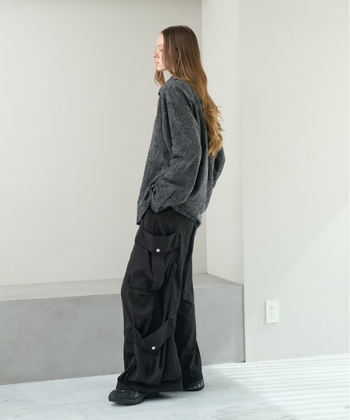 KUUUPY(クーピー)の「Front Tucked Tweed Shirt - フロントタック ツイードシャツ(シャツ/ブラウス・メンズ・ブルー/ブラック・SMALL/MEDIUM/LARGE)」の21枚目の写真