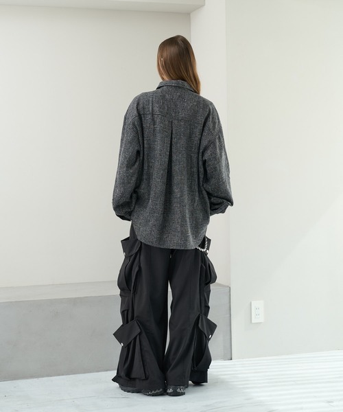 KUUUPY(クーピー)の「Front Tucked Tweed Shirt - フロントタック ツイードシャツ(シャツ/ブラウス・メンズ・ブルー/ブラック・SMALL/MEDIUM/LARGE)」の22枚目の写真