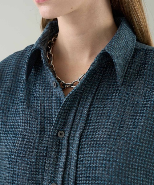 KUUUPY(クーピー)の「Front Tucked Tweed Shirt - フロントタック ツイードシャツ(シャツ/ブラウス・メンズ・ブルー/ブラック・SMALL/MEDIUM/LARGE)」の18枚目の写真