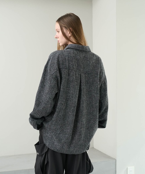 KUUUPY(クーピー)の「Front Tucked Tweed Shirt - フロントタック ツイードシャツ(シャツ/ブラウス・メンズ・ブルー/ブラック・SMALL/MEDIUM/LARGE)」の9枚目の写真