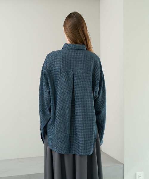 KUUUPY(クーピー)の「Front Tucked Tweed Shirt - フロントタック ツイードシャツ(シャツ/ブラウス・メンズ・ブルー/ブラック・SMALL/MEDIUM/LARGE)」の16枚目の写真