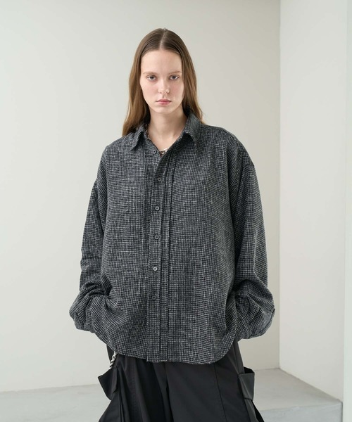 KUUUPY(クーピー)の「Front Tucked Tweed Shirt - フロントタック ツイードシャツ(シャツ/ブラウス・メンズ・ブルー/ブラック・SMALL/MEDIUM/LARGE)」の7枚目の写真