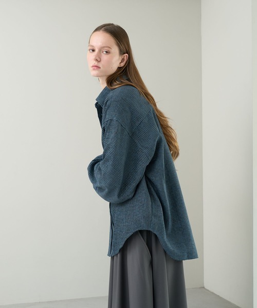 KUUUPY(クーピー)の「Front Tucked Tweed Shirt - フロントタック ツイードシャツ(シャツ/ブラウス・メンズ・ブルー/ブラック・SMALL/MEDIUM/LARGE)」の15枚目の写真