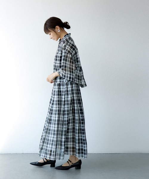 アナイ　シアーチェックギャザースカート アナイ 38 シアーチェックスカート 【公式通販】