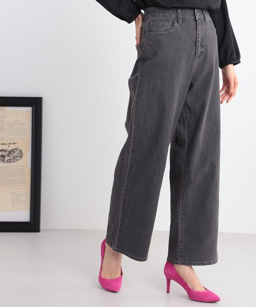 GALLORIA(ギャローリア)の「デニムワイドパンツ(デニムパンツ・レディース・ネイビー/グレー・LL/S/M/L)」の5枚目の写真